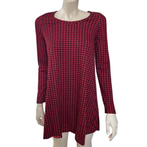Mini vestido túnica mujer Twenty Second Jrs pequeño rojo negro pata de gallo - Imagen 1 de 3