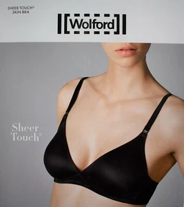 $110 NEW WOLFORD Solid Black SHEER TOUCH SKIN Bra Size EUR-80C US-36C - Picture 1 of 7