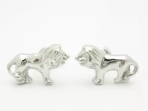Platino Plata de Ley Personalizado Hecho a Mano 3D León Gemelos Diseño Novia - Imagen 1 de 12