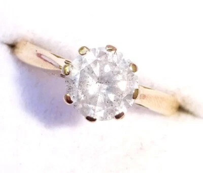 Anillo solitario de diamantes de 1,00 quilates de oro de 9 quilates inusual, talla M Foto 1 de 4