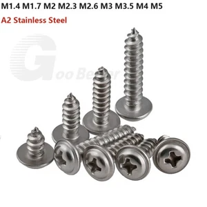 Flanged Self Tapping Screws Stainless Steel Phillips Flange Head Tappers M1.4-M5 - Picture 1 of 15