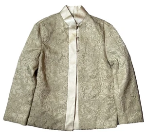 Shanghai Tang Cappotto Collo Mandarino Giacca Bottoni Donna Med Taglia Rame/Oliva CL0 - Foto 1 di 7