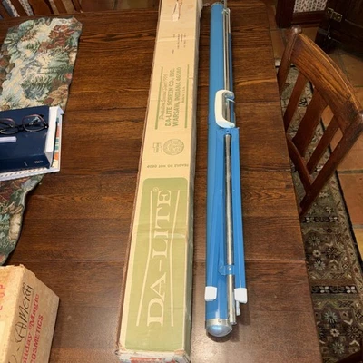 Vintage Da-Lite Flyer 40"x40" Portable Projector Screen Retractable with Tripod - Image 1 of 4