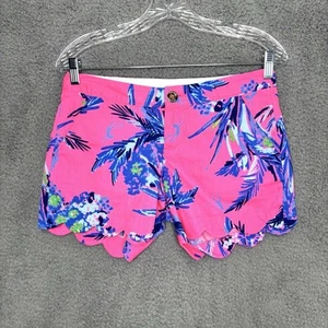 Lilly Pulitzer Shorts Womens 00 Pink Blue Tropical Floral Beach Vacation Coastal - Foto 1 di 12