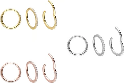 PIERCINGLINE  Piercing Ring 14 K Gold Segmentring Clicker EINGEFASSTE MOISSANITE - Bild 1 von 4