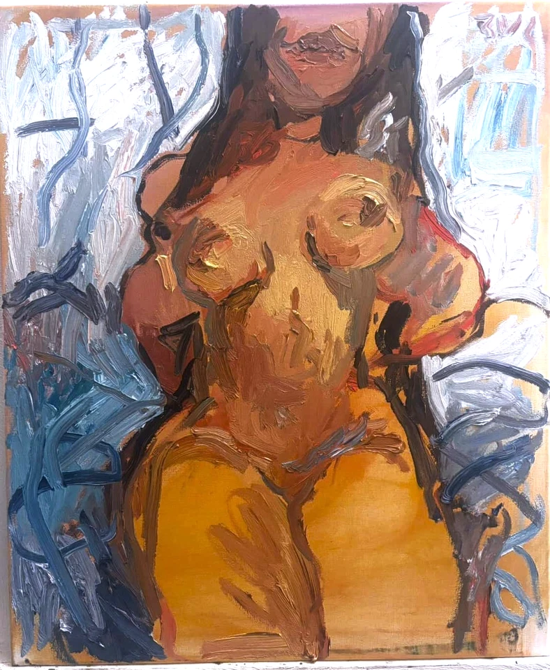 Figura Pintura al Óleo Interior Cubismo Boudoir 20"x24" Lienzo Original Firmado Foto 1 de 1