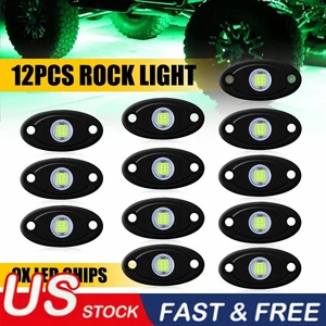 Green?12Pods?LED?Rock?Lights?For?Jeep?Offroad?Boat?Truck?UTV?ATV?Underbody?Lamp - Picture 1 of 11
