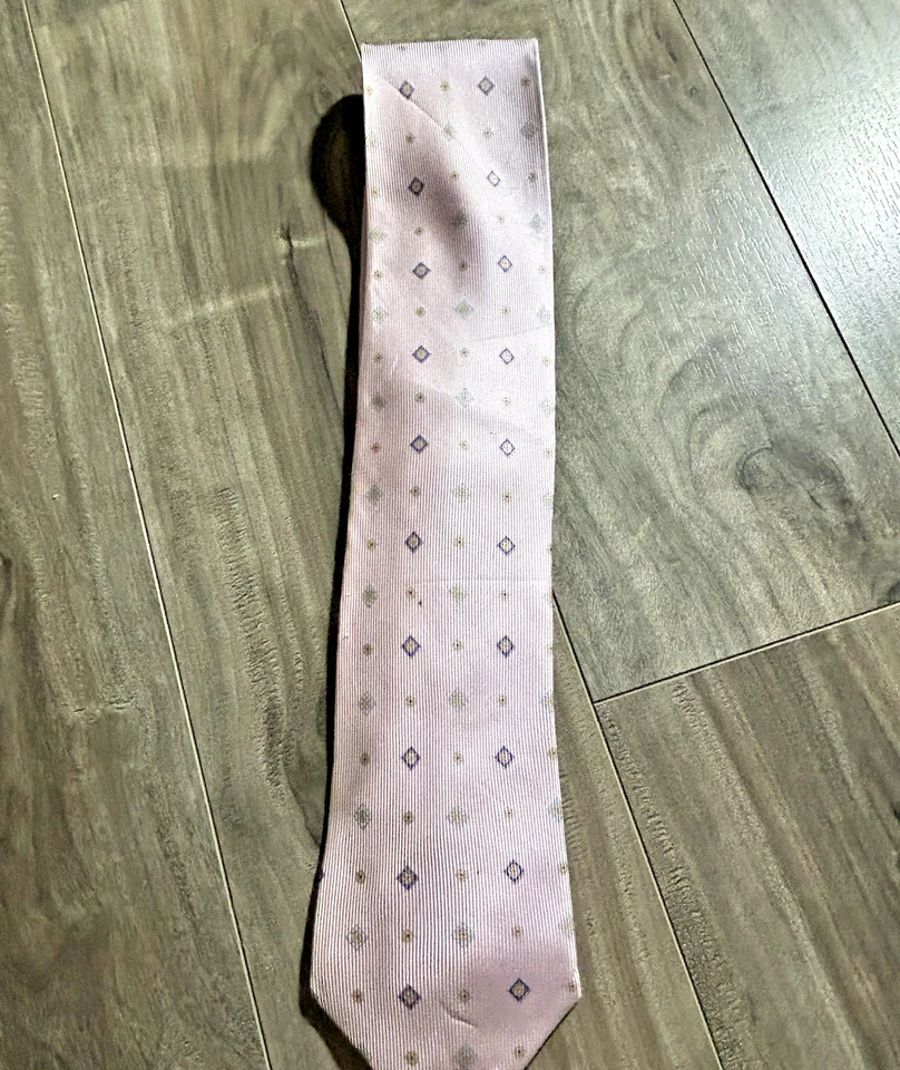 Brioni Mens Silk Necktie Italy Luxury Pink Lavender Geometric W 3.5” L 60” - Image 1 of 4