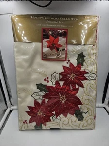 Ropa de Hogar Mantel Oblongo Cutwork Bordado Navidad Flor de Pascua 60 x 140 - Imagen 1 de 6