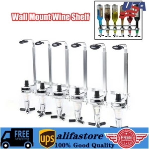 Wandhalterung Wein Schnaps Spender 6 Köpfe Aluminiumlegierung Regal Silber USA - Bild 1 von 14
