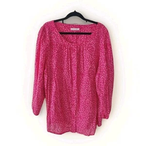 Regatta Pink Tunic Size 18 Floral 3/4 Sleeves Cotton Modal Shirt Top - Picture 1 of 7
