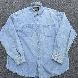 Camisa vaquera vintage Harley Davidson Motorcycles abotonada deletreada para hombre grande - Imagen 1 de 16