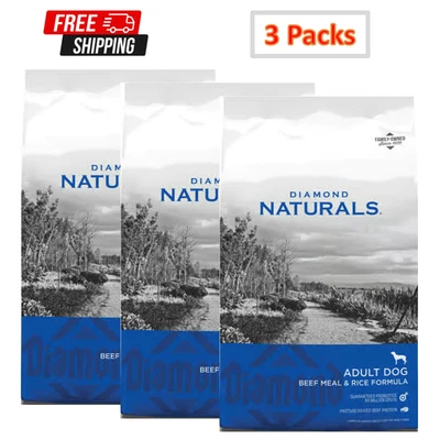 3 Pack,Diamond Naturals Adult Dog Beef Meal & Rice Formula Dry Dog ,40 lb Bag - Image 1 of 4