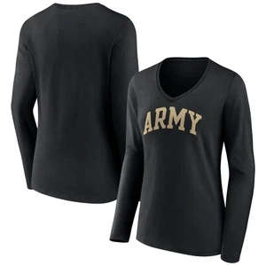 Women's Black Army Black Knights Basic Arch Long Sleeve V-Neck T-Shirt - Picture 1 of 3