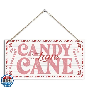 Candy Cane Lane Sign, Christmas Hanging Wood Sign, Winter Decorative Wall Sig - Picture 1 of 5