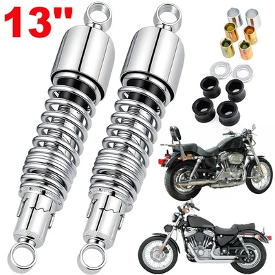 13" Chrome Rear Shock Abosorber for Harley Sportster XL 883 1200 48 72 Touring Foto 1 de 4