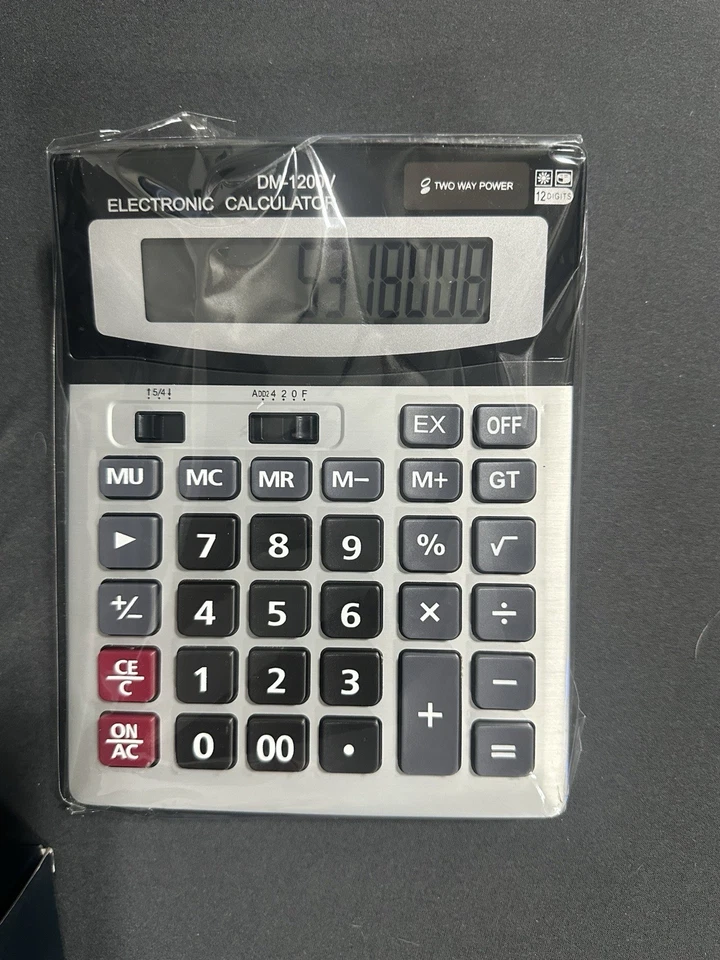 Calculator DM 1200V Electronic Desktop BIG Numbers 12 DIGIT Two Way Power - Image 1 of 1
