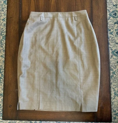 Falda Lápiz Escada Vintage Marrón Claro Hasta la Rodilla Nueva Lana Euro 44 EE. UU. Grande Foto 1 de 4