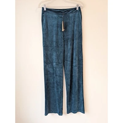 Monrow Velour阔腿拉舒适裤子蓝色女式小号 — 第 1/4 张图片