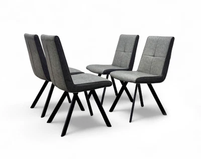 Furniture Village 'Phoenix' Two Tone Faux Leather Suede Dining Chairs Set of 4 - Image 1 of 4