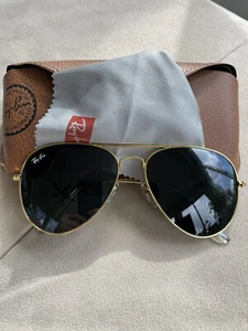 ray ban sunglasses men aviator 62 Mm  Gold frame  / Black  glass - Picture 1 of 3