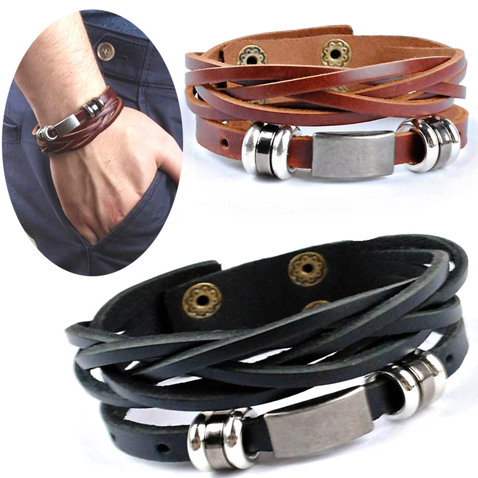 Lederarmband Nr.01 für Herren Männer ECHTES LEDER schwarzes braunes Armband - Bild 1 von 4