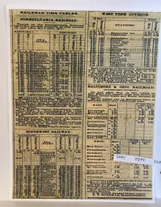 1877 PENNSYLVANIA B&O RAILROAD RARA DIVISIONE DI PITTSBURGH TRENO ORARIO POSTA NUOVO - Foto 1 di 3