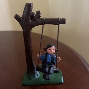 Vintage Cast Iron Boy On Swing Figure - Picture 1 of 7