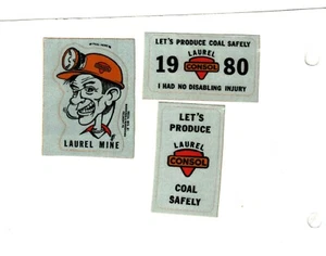 3er SET ALTE 1980 LORBEER MINECONSOL KOHLE CO. KOHLEBERGBAU AUFKLEBER # 989 - Bild 1 von 1