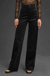Anthropologie Colette Corduroy Pants Wide Leg Trousers Full Black Size 29 NEW - Picture 1 of 5
