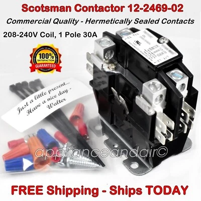 SCOTSMAN 12-2469-02 HD Contactor 208/240V coil 30A +Hardware - Ships TODAY!