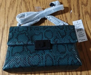 Nicole Miller Reptile Print Green Black Crossbody Handbag Chain Strap NWT - Picture 1 of 4