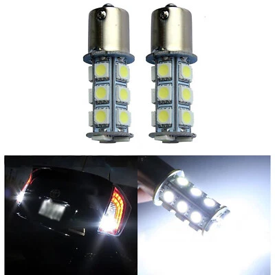 #1156 18SMD White LED Park Parking Tail Light Turn Signal Reverse Lamp Bulb Pair - Image 1 of 4