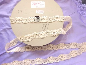 Nastro pizzo bruna di Calais avorio vintage lunghezza 1 m larghezza 3 cm nuovo - Foto 1 di 6