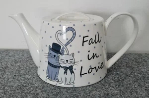 Teekanne vegan ohne Knochenasche Katzen Brillantporzellan Kaffee Fall in Love - Bild 1 von 9