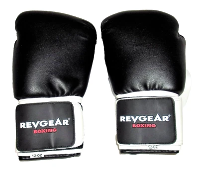 REVGEAR 12 oz. Black & White Boxing Gloves (Stock No. 10401) - Image 1 of 3