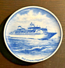 Royal Cruise Ship Line Souvenir Plate Dish M.S. Crown Odyssey Vintage 1988 4"