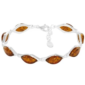 Pulsera ajustable de plata de ley 925 miel ámbar báltico marquesa 8 pulgadas - Imagen 1 de 8