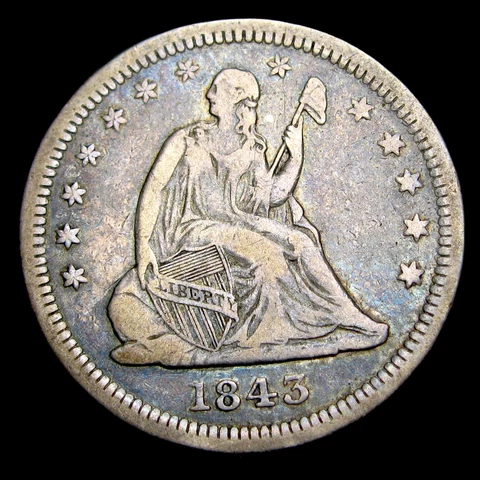 1843-O Small O Seated Liberty Quarter Silver Nice Condition Rare Coin #IK450 Cover