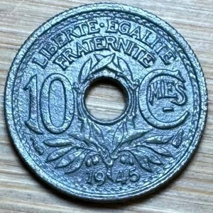 PIECE DE 10 CENTIMES 1945 PETIT MODULE EN ZINC (1238) - Picture 1 of 2