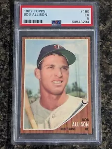 1962 Topps #180 - Bob Allison Minnesota Twins PSA 5 - Imagen 1 de 2