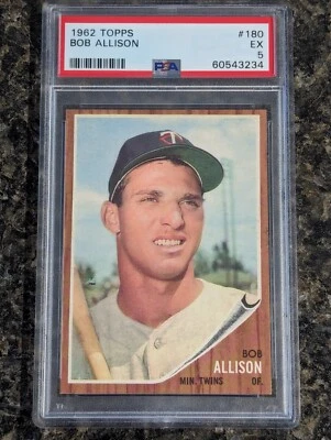 1962 Topps #180 - Bob Allison Minnesota Twins PSA 5 - Image 1 of 2