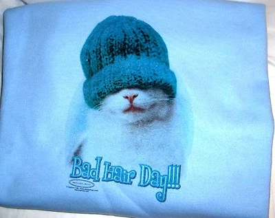 "Bad Hair Day" - Sudadera Gildan Azul Claro Polar Manga Larga Cuello Redondo Foto 1 de 2