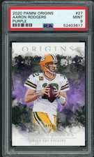Aaron Rodgers Packers 2020 Panini Origins Purple Football Card #27 PSA 9 14/17