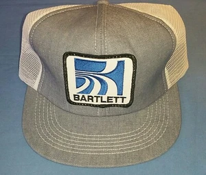 VTG Bartlett Seed Denim & Mesh Trucker Snapback Hat Cap Big Patch USA K-Products - Picture 1 of 11