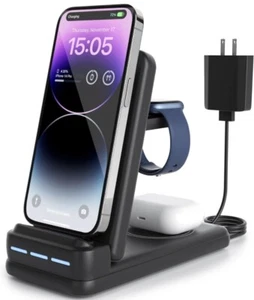 Charging Station for Multiple Devices Apple - Foldable 3 in 1 Wireless Charger - Picture 1 of 6