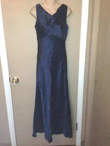 PARALLEL SILK LADIES NAVY BLUE POLKA DOT LONG DRESS SIZE 8 NEW - Picture 1 of 9