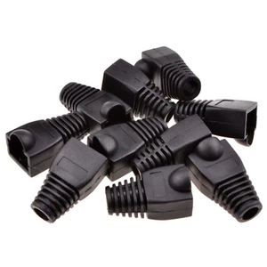 Manchons de protection RJ-45, Noir × 10 | RJ-45 Strain relief boots, Black ×10 - Photo 1/4