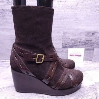 Chie Mihara Strappy Suede & Leather Platform Wedge Boot Brown sz 40 Women's 10 - Image 1 of 4