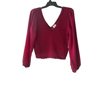 Top Arula para mujer ajustado manga larga transparente rojo NUEVO talla XL - Imagen 1 de 9